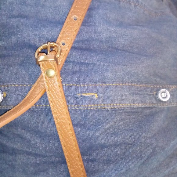 Blue Topic Belted Button-up Denim Tunic Dress - Picture 4 of 4